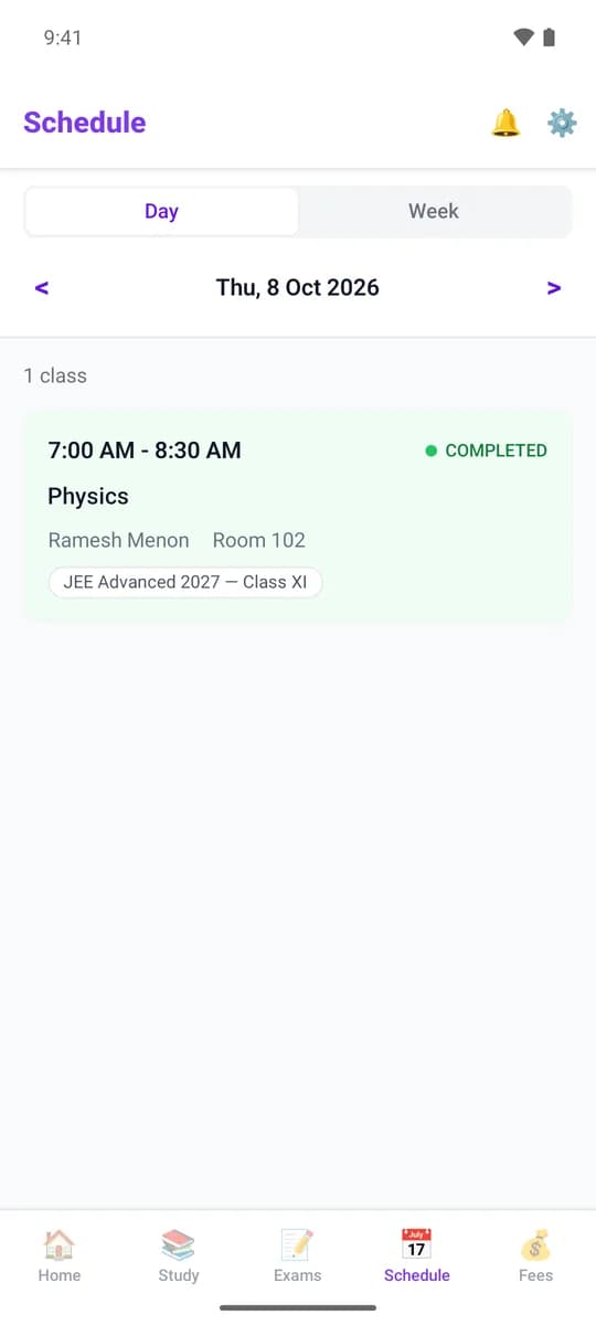 Student app on Android: Timetable